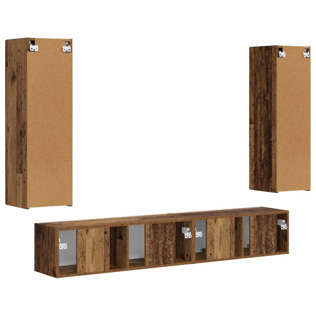 Set mobile TV 3 pz-Credenza per TV Legno vecchio Legno multistrato 460271