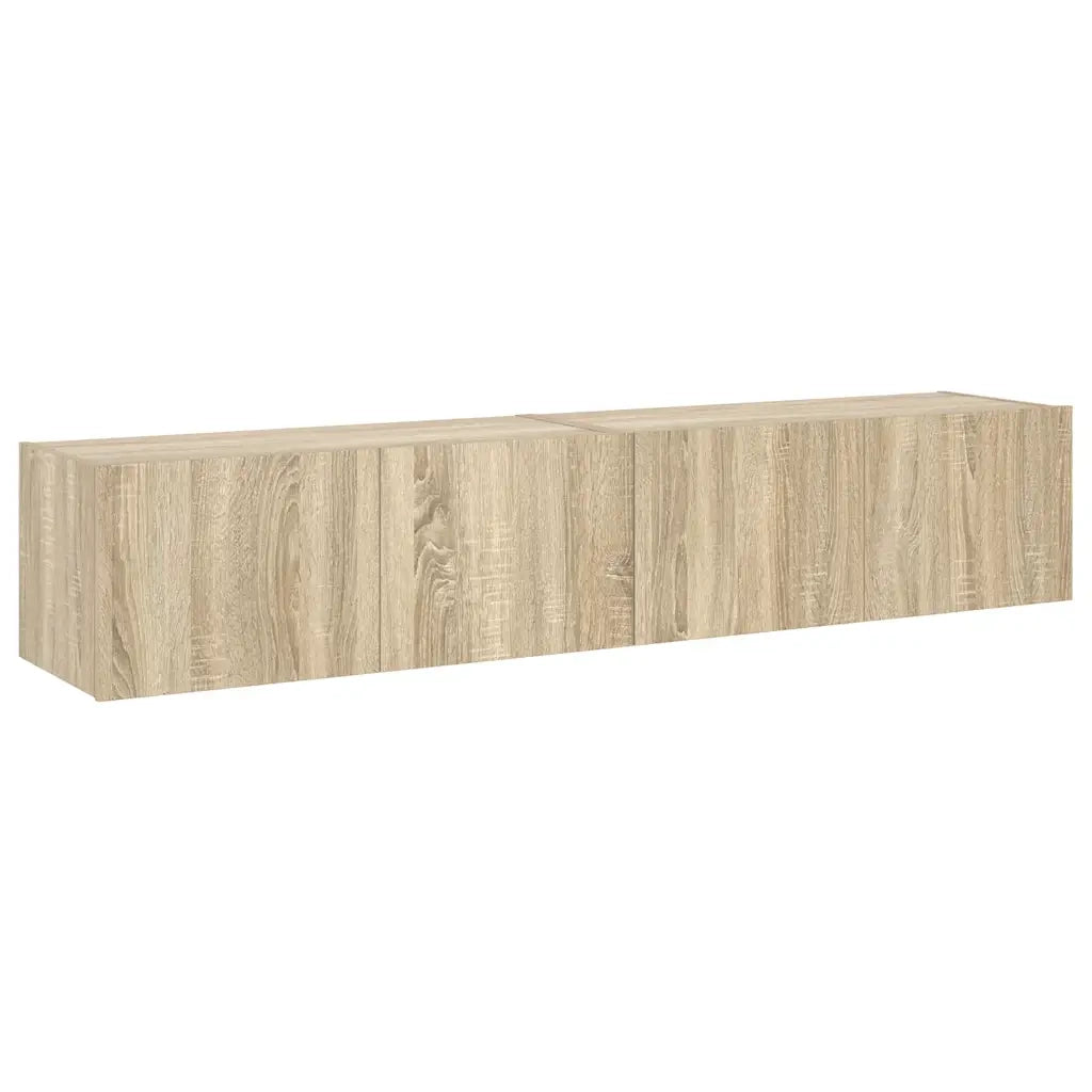 Mobili TV a Parete con Luci LED 2pz Rovere Sonoma 80x35x31 cm 837286