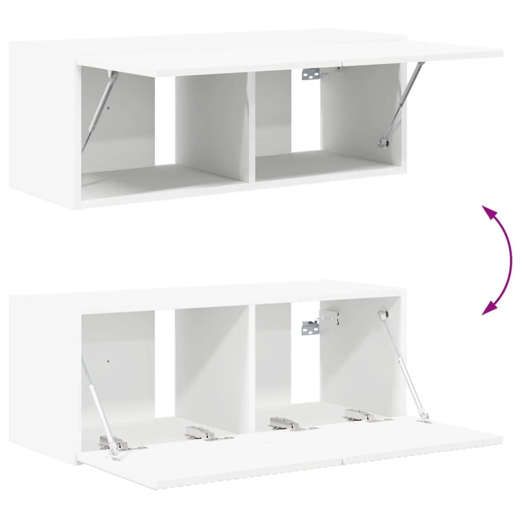 Set mobile TV Montaggio a parete 2 pcs Bianco Legno multistrato