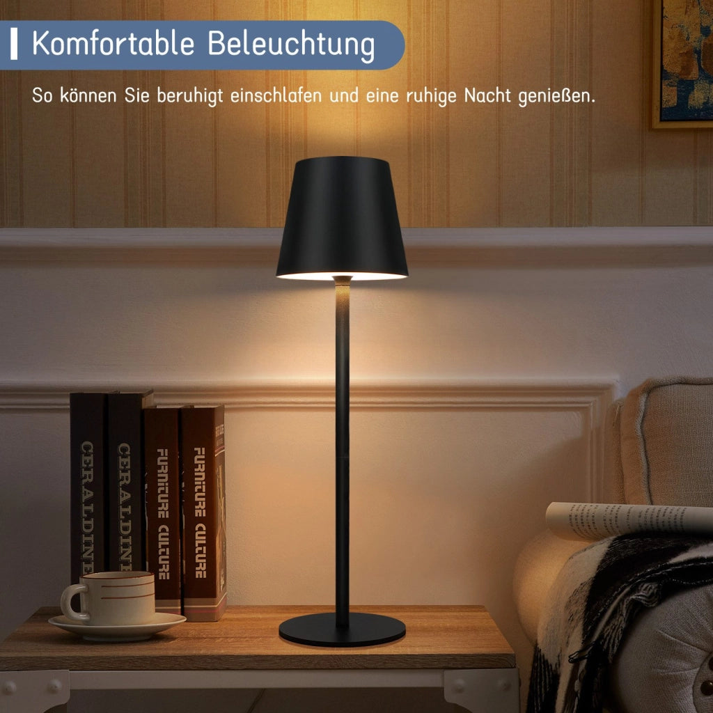 ZMH Lampada da tavolo LED wireless nera batteria 2600mAh touch ricaricabile USB per esterno camera letto