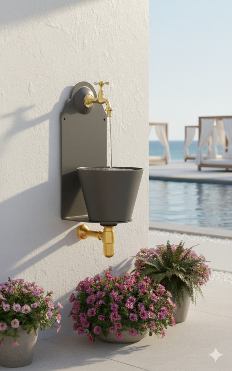 Fontana a Parete da Giardino con Rubinetto Belfer 42/PR Antracite