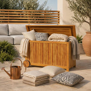Garden Storage Box With Wheels, 90x50x58 Cm, Solid Acacia Wood