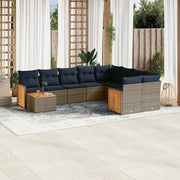 Set Divani da Giardino 10 pz con Cuscini Grigio in Polyrattan 3228000