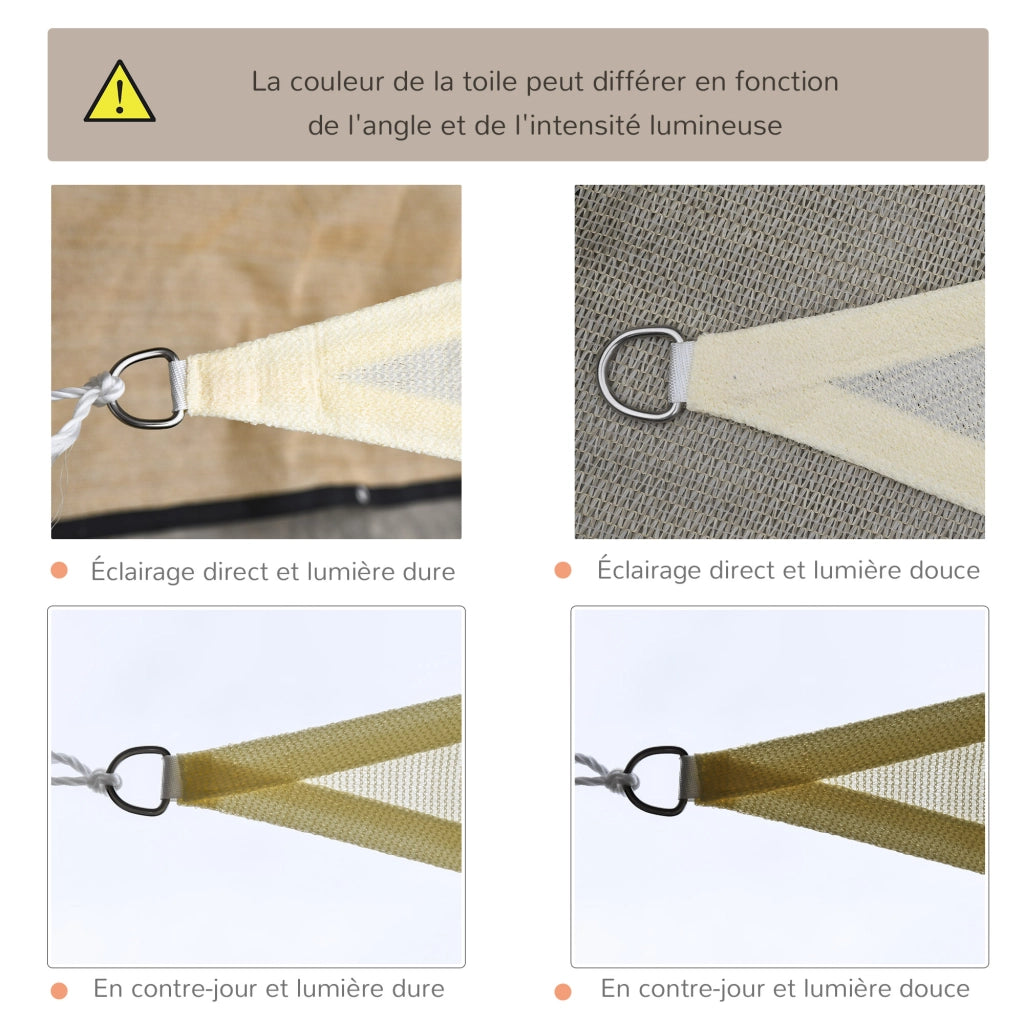 Tenda da sole triangolare grande ¨C zephmum ¨C 4x4x4 m crema polietilene