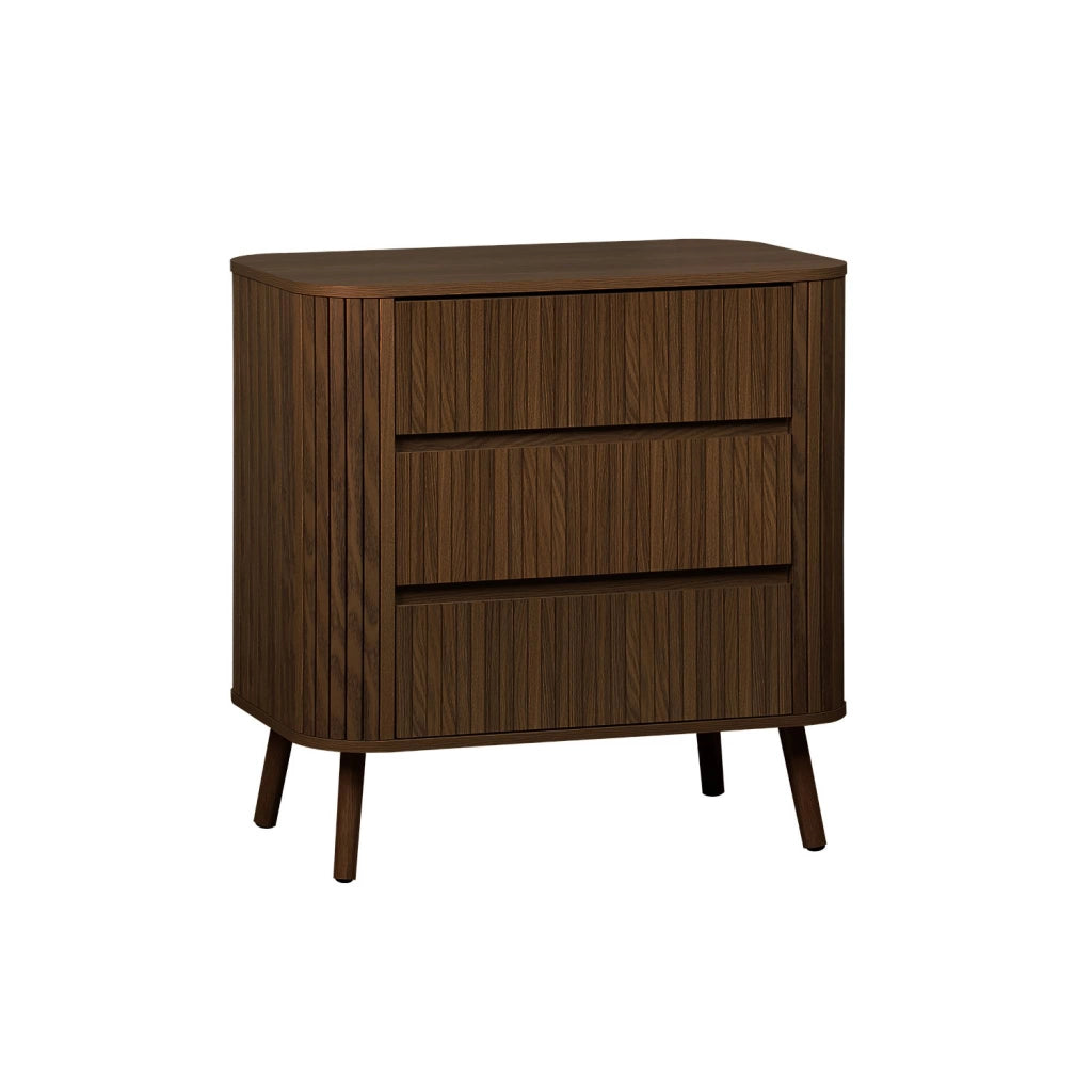 Cassettiera decorata con righe 3 cassetti, noce