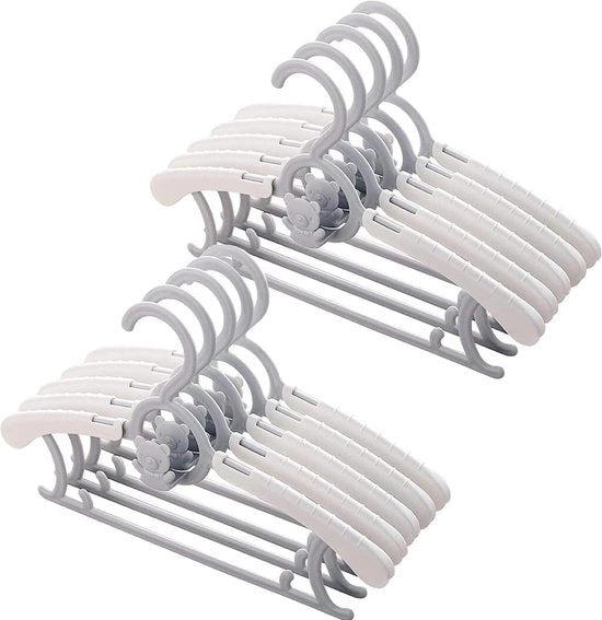 20 pezzi di appesi per bambini, 28-36 cm, appesi per bambini regolabili, appesi per bambini in plastica con scodelline per bambini sovrapposte (grigio-1)