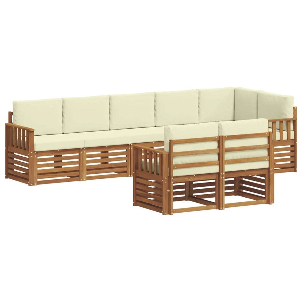 Set divani 8 pcs Naturale e Crema Legno di Acacia Massello 3375000
