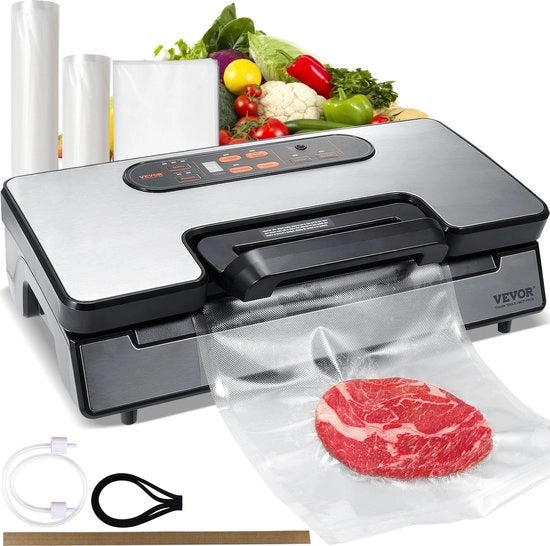 Macchina per il vuoto - Sigillatrice del vuoto - 130 Watt - 90 KPA - Pompa del vuoto doppia - Lunghezza di sigillatura 30 CM - Incluso sacchetti del vuoto