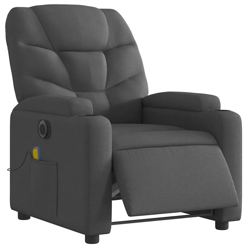 Divano Sedia-Poltrona Reclinabile Massaggio Elettrica Grigio Scuro Tessuto 927855