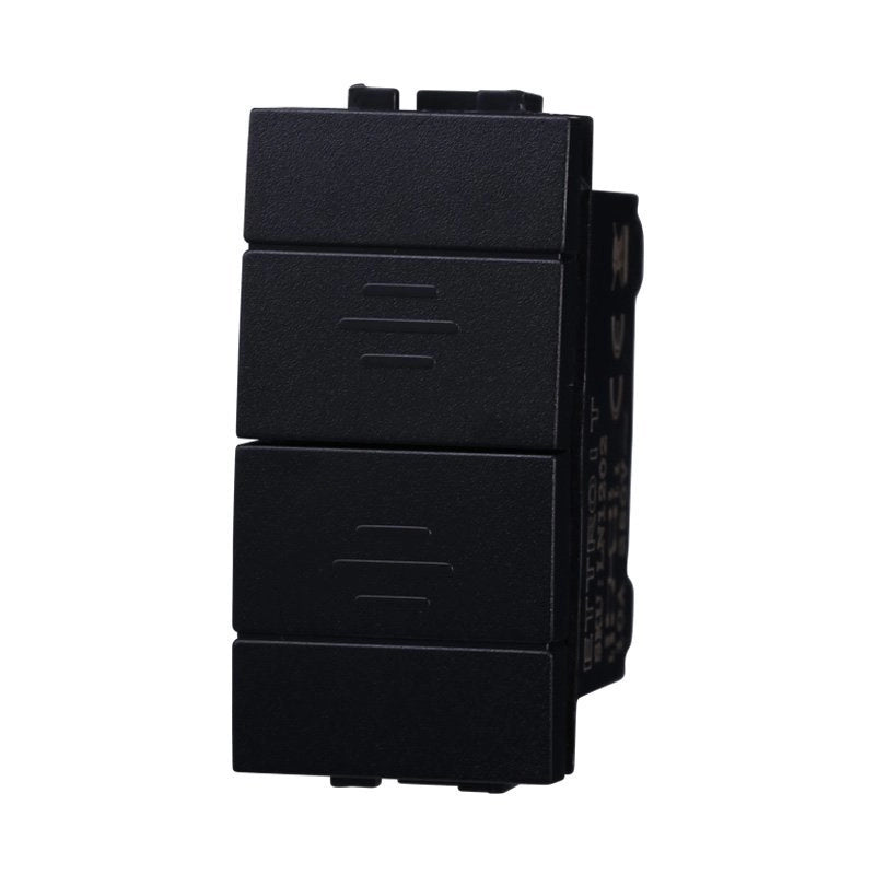 Pulsante Doppio Saliscendi 1P+1P 10A Colore Nero Compatibile Con Bticino Living International