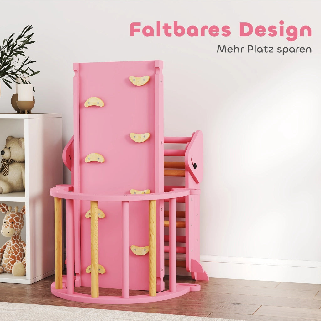 Casetta da gioco 7 in 1 con scala e scivolo ¨C zephmum ¨C Legno Naturale 140x80x80