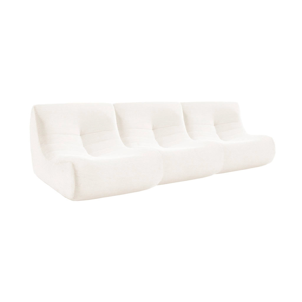 Divano modulare velluto, 3 posti, crema
