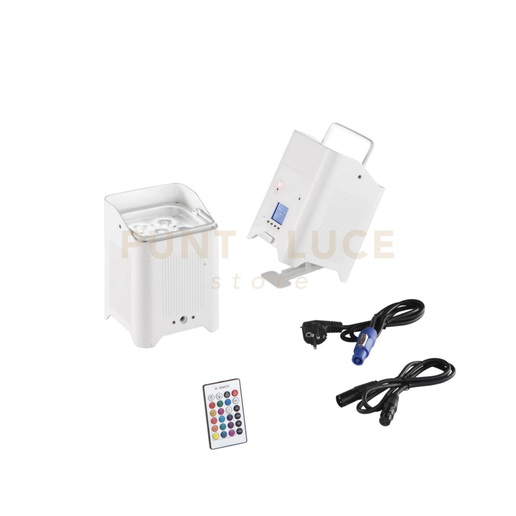 PROIETTORE LED SHOW RICARICABILE 108W RGBW+UV Wi-Fi IP22 13,6X13,6X19,6CM
