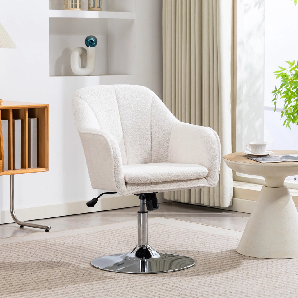 Poltrona girevole reclinabile con poggiapiedi ¨C zephmum ¨C 61x64x80-92 cm, colore bianco