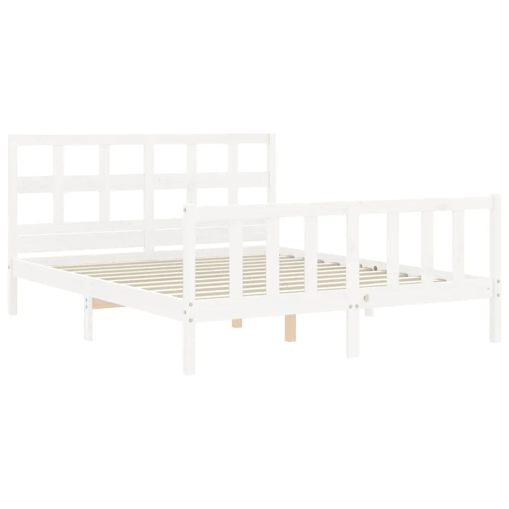 Giroletto senza Materasso-Struttura Letto Bianco 160x200 cm Legno Massello Pino 898355