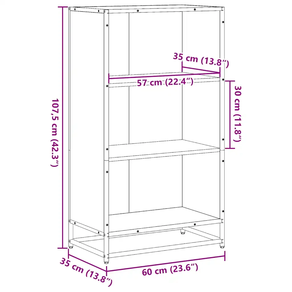 Libreria Rovere Fumo 60x35x107,5 cm in Legno Multistrato