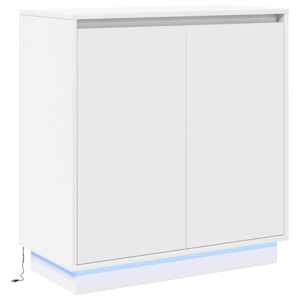 Sideboard LED Bianco - 71x34.5x75 cm, Fatto in legno ingegnerizzato