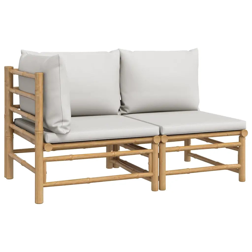 Salotto da Giardino-Set Salotto da Giardino 2pz con Cuscini Grigio Chiaro Bamb¨´ 309441