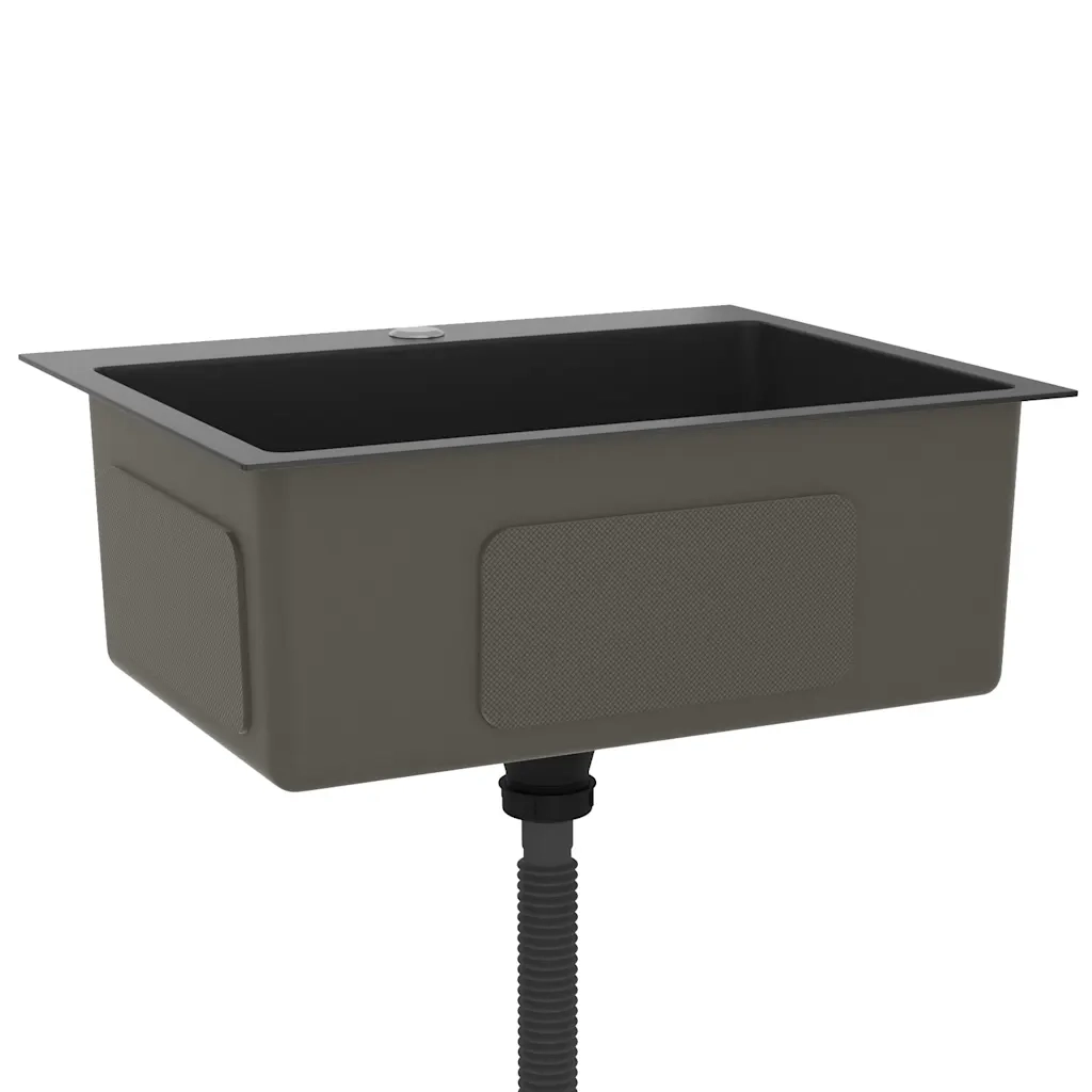 Lavello da Cucina Lavorato a Mano Nero Acciaio Inox 51511