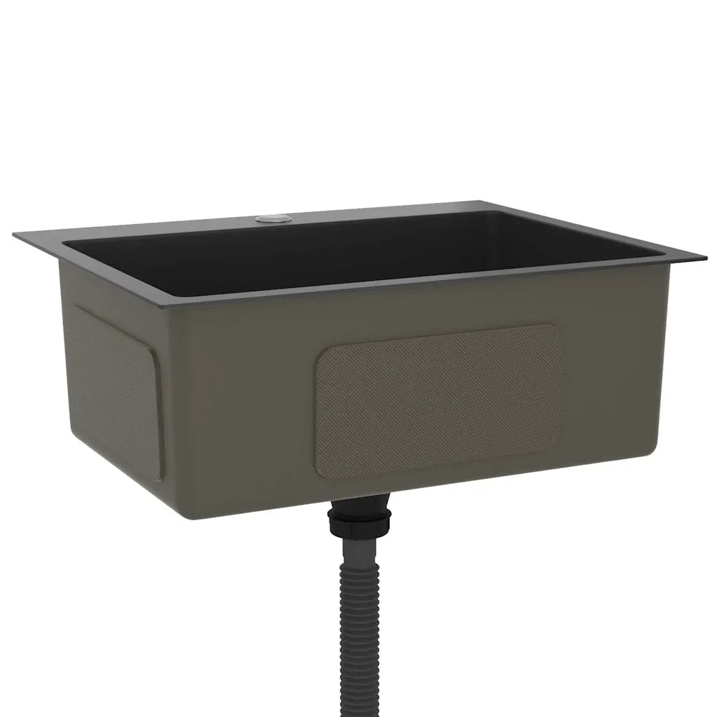 Lavello da Cucina Lavorato a Mano Nero Acciaio Inox 51511
