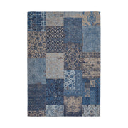 Tappeto Jacquard in cotone blu con motivo patchwork