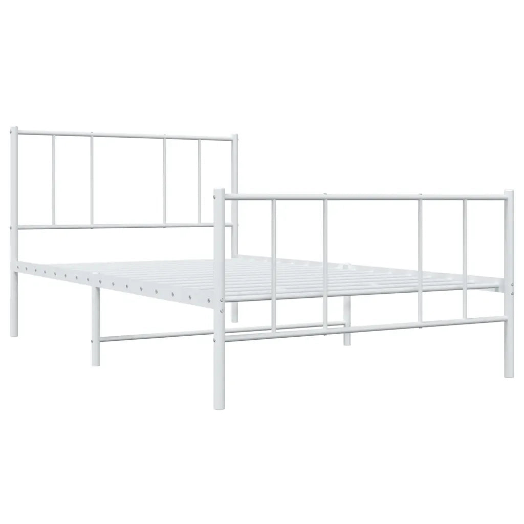Giroletto con Testiera e Pediera-Struttura letto con testiera Metallo Bianco 90x200 cm