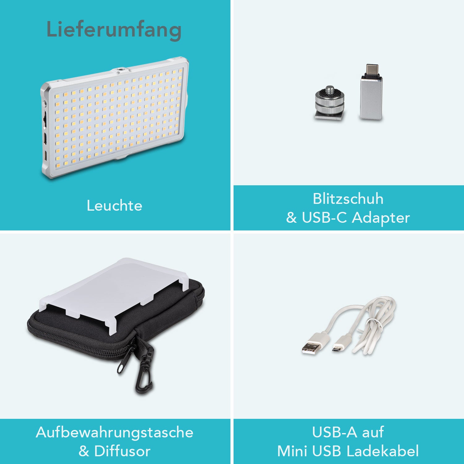 Instarter LED video light & camera light bi-color in formato tascabile I Potente 12 W come luce streaming dimmerabile e luce per cellulare I Batteria ricaricabile da 2 ore per foto