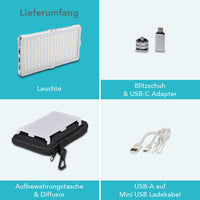 Instarter LED video light & camera light bi-color in formato tascabile I Potente 12 W come luce streaming dimmerabile e luce per cellulare I Batteria ricaricabile da 2 ore per foto