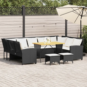 Set Divani da Giardino 4 pz con Cuscini Nero in Polyrattan 3365338