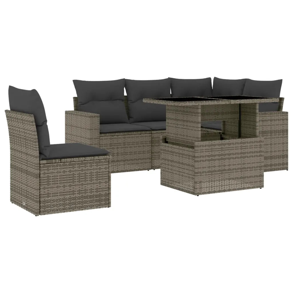 Set Divano da Giardino 6 pz con Cuscini Grigio in Polyrattan 3267280