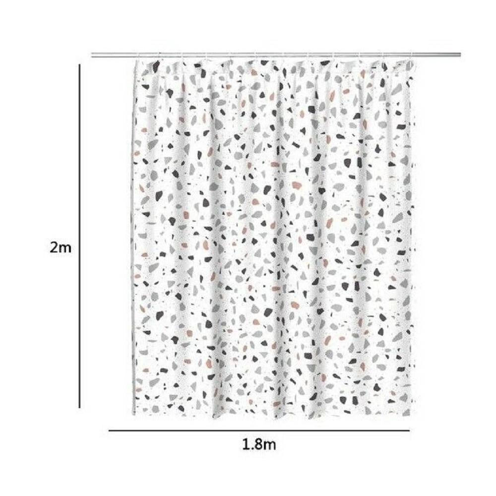 Trade Shop - Tenda Doccia Antimuffa Impermeabile 180x200cm Anelli Bagno Bianco Graniglia 69833 -