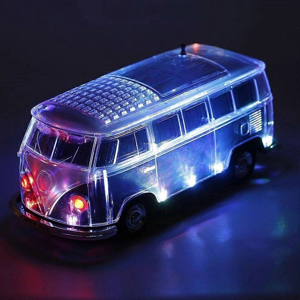 Trade Shop - Cassa Altoparlante Bluetooth Forma Furgoncino Retrò Portatile Con Luci Led Radio Fm Usb -