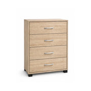 CASSETTIERA IN LEGNO CON QUATTRO CASSETTI COLORE ROVERE DIMENSIONI 50X40X83 CM