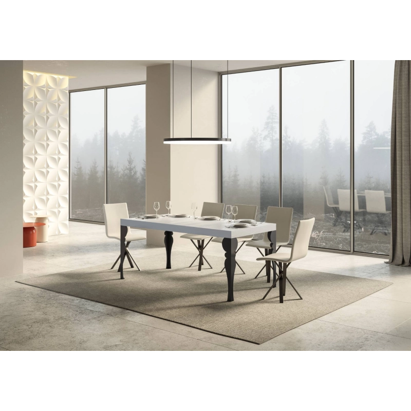 Tavolo allungabile 90x180/440 cm Paxon telaio Antracite - Bianco Frassino