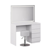 Vicco Tavolo da toeletta Bianco 110 cm con specchio LED e sgabello