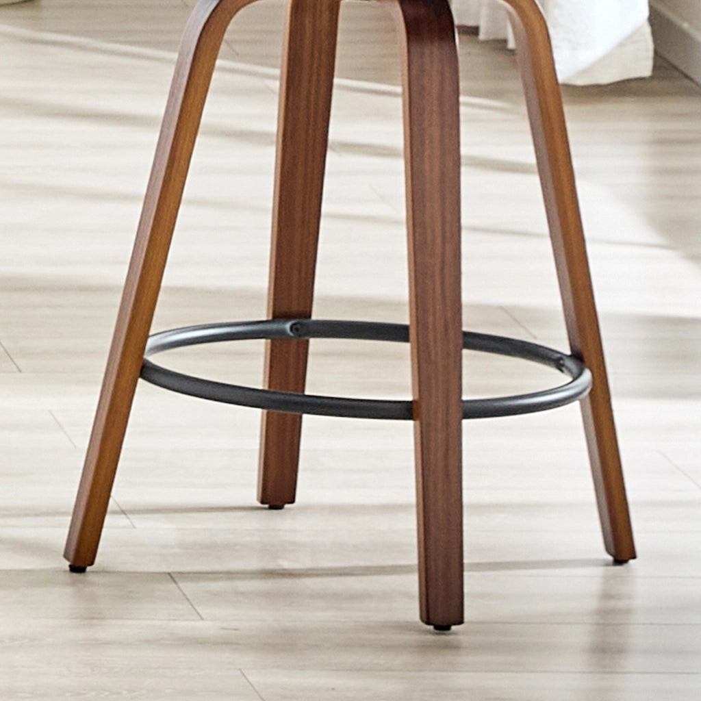 2 sgabelli da bar con schienale floreale, Bugholz, PU, poggiapiedi in metallo, design moderno