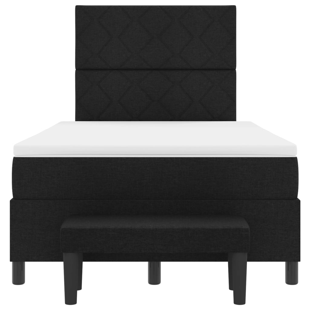 Letto a Molle con Materasso e Panchina Nero 120x190 cm Tessuto