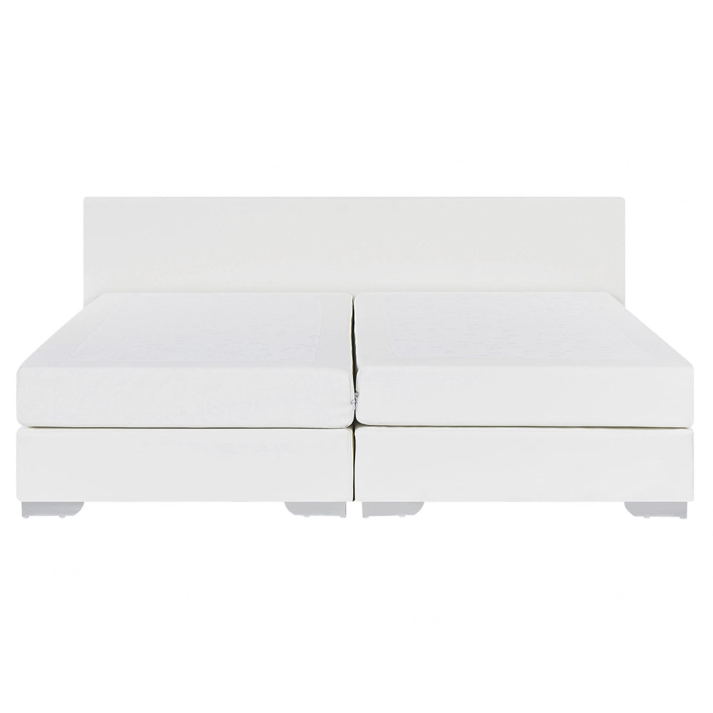 Letto continentale 160 x 200 cm in ecopelle bianca con materasso a molle insacchettate