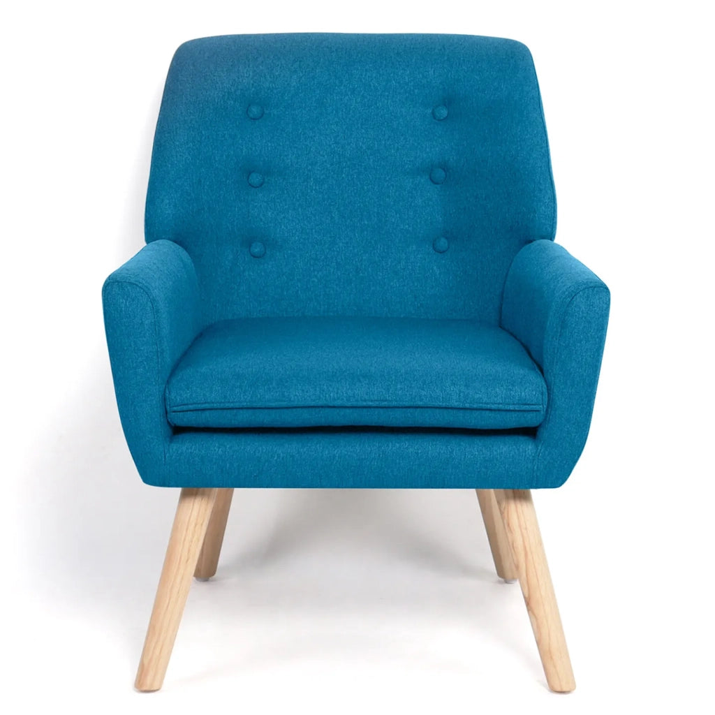 IDMarket - Poltrona scandinava in tessuto blu anatra NAT