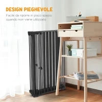 Cancellino per Cani di Taglia Media Pieghevole a 6 Pannelli, in Acciaio e Plastica, 123x102x100 cm, Nero