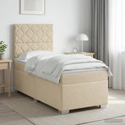 Letto box spring con materasso Crema 90 x 200 cm Tessuto 3454794