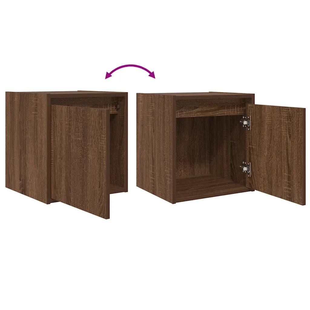 Comodini a Muro 2 pz Rovere Marrone 38x34x40 cm 861242