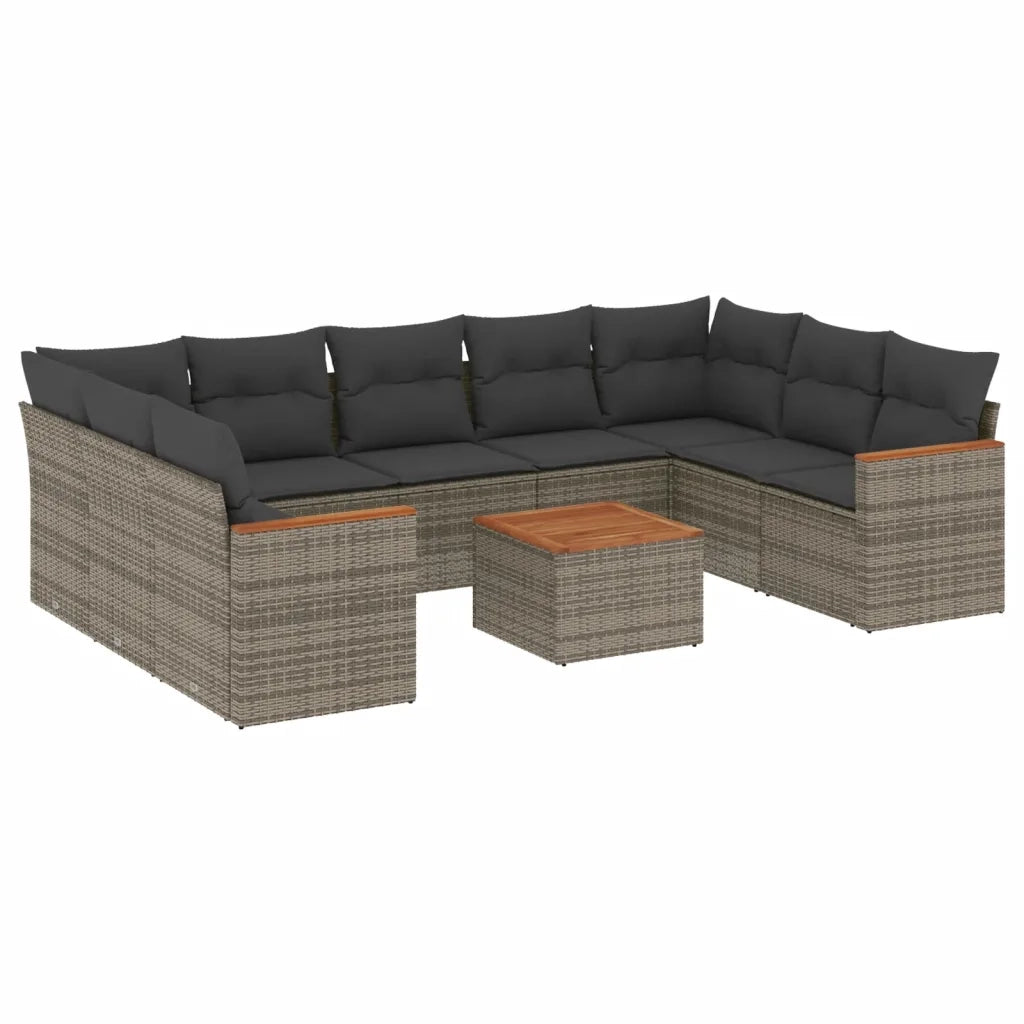 Set Divano da Giardino 10 pz con Cuscini Grigio in Polyrattancod mxl 89101