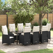 Set da Pranzo per Giardino con cuscino 9 pcs Nero polyrattan 3379638