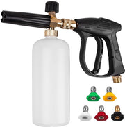 Spazzolatore ad alta pressione con canna a spruzzo corta, cannone di schiuma con connessione rapida 1/4 pollici, spazzolatore ad alta pressione con 5 getti ad alta pressione, connessione di ingresso M22-14 mm.