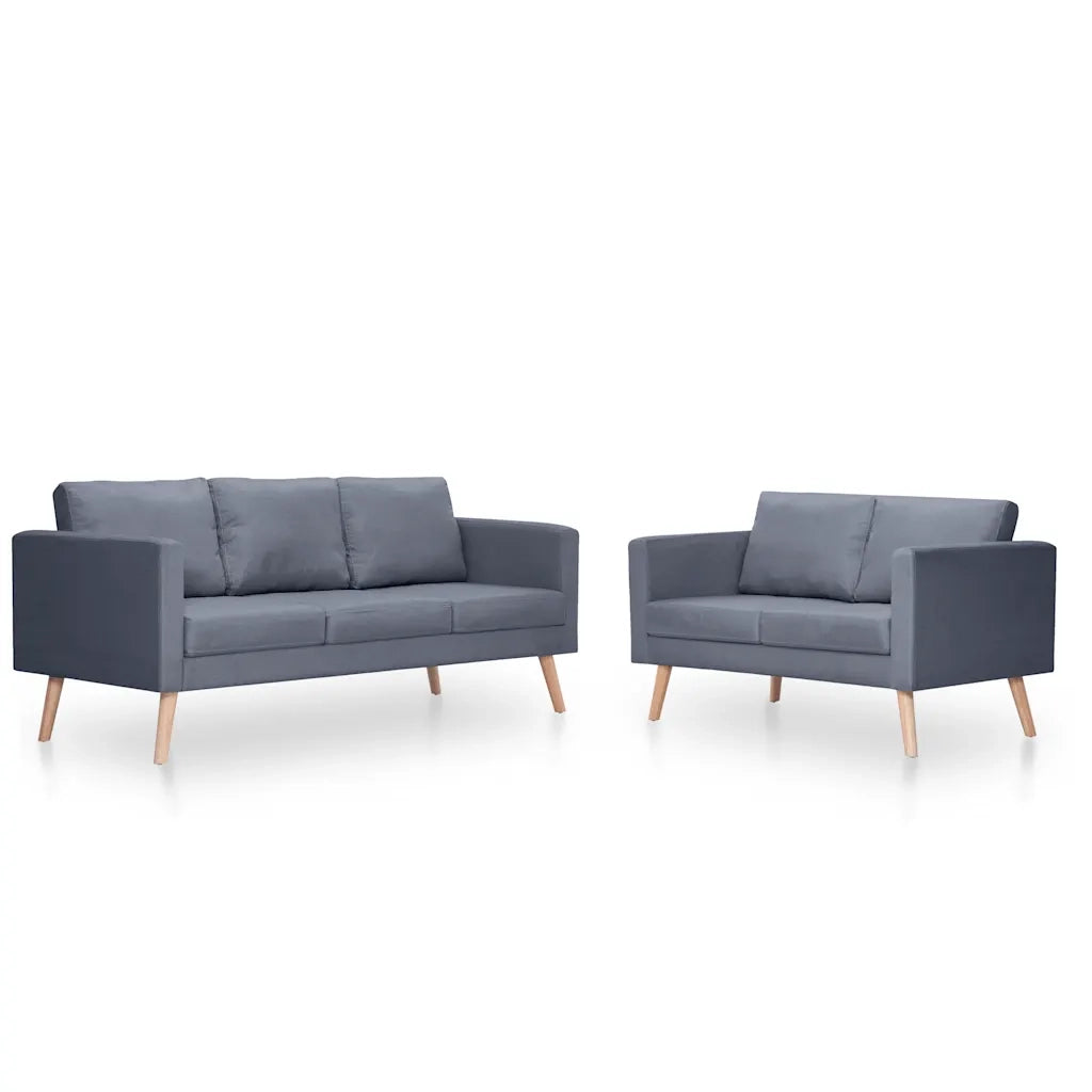 Set Divani a 2 e a 3 Posti in Tessuto Grigio Scuro