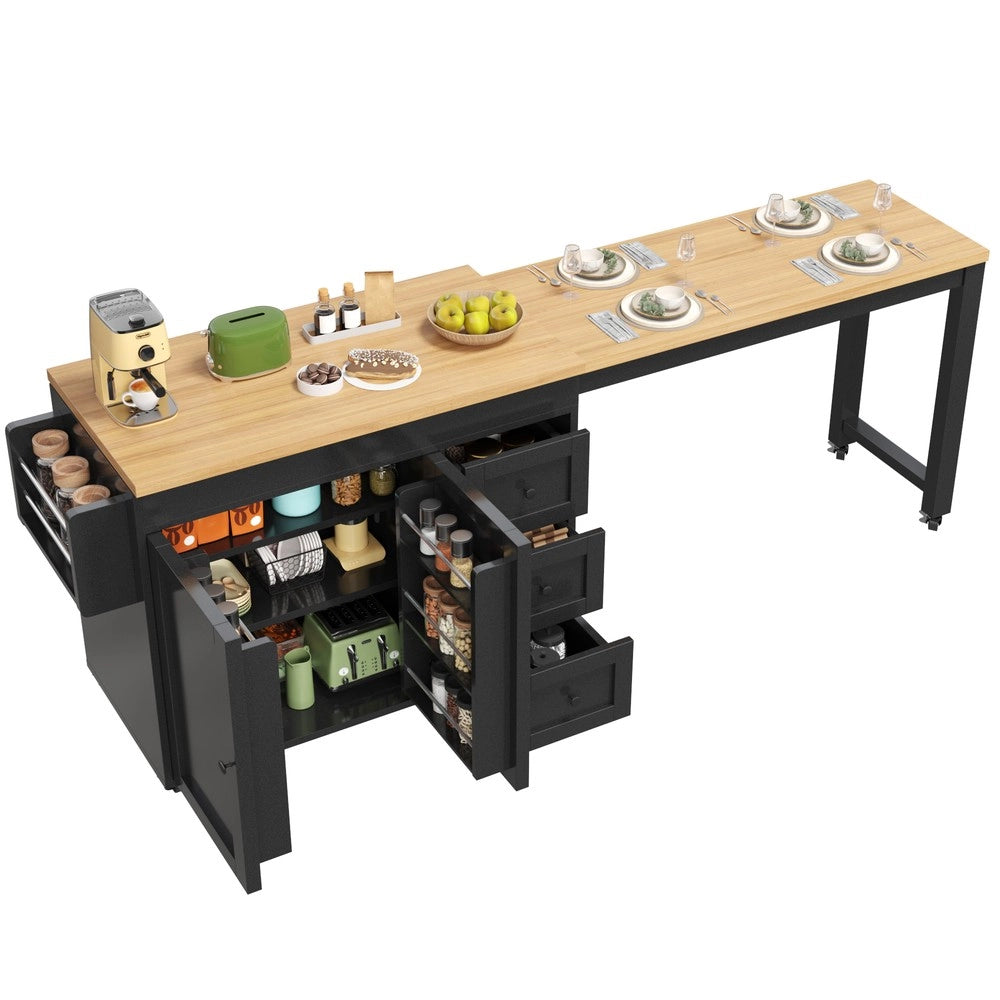 Tavolo da cucina allungabile ¨C Minimal ¨C Bianco e nero, 116-179,5cm, con 3 cassetti