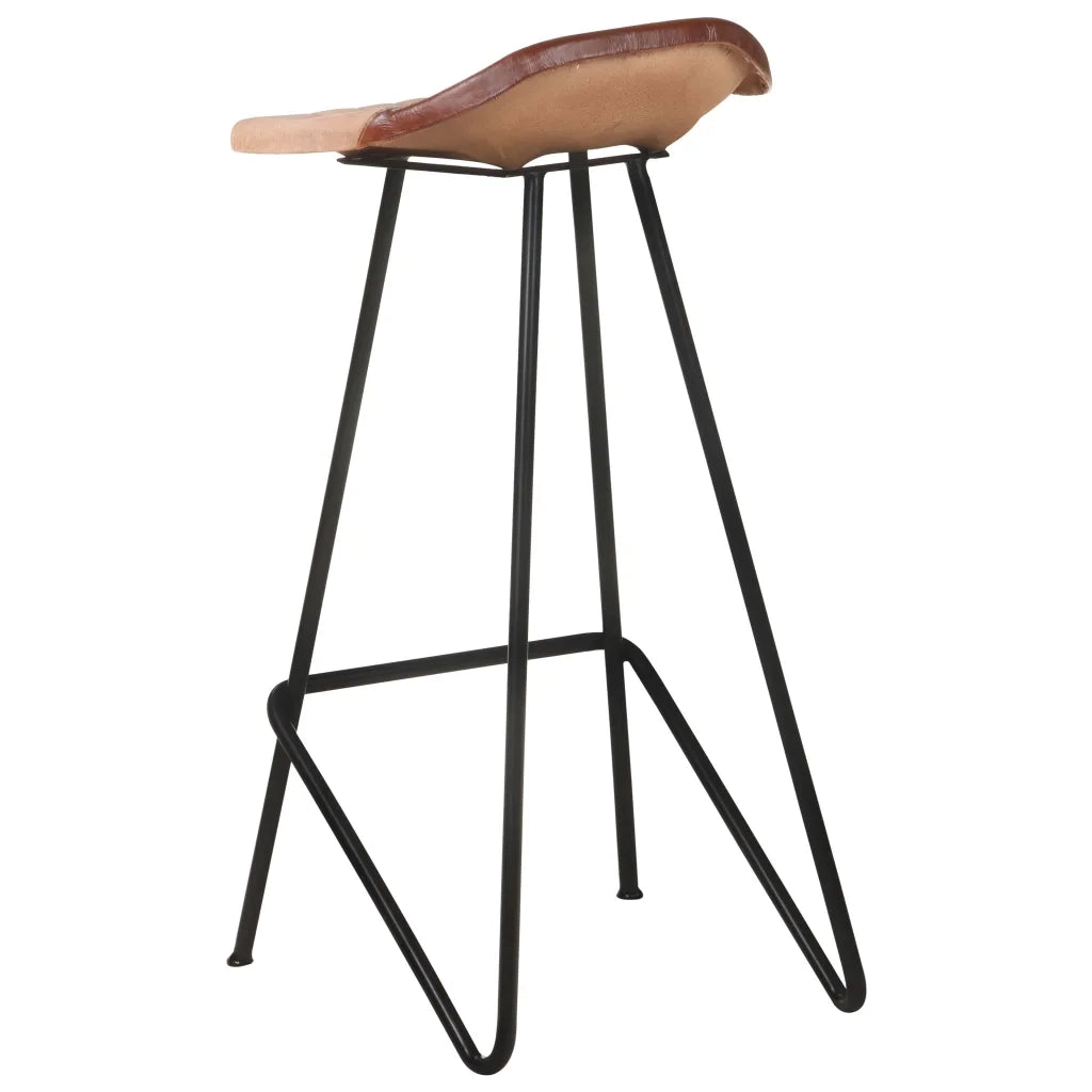 Sgabelli da Bar 4 pz Marroni in Vera Pelle 320646