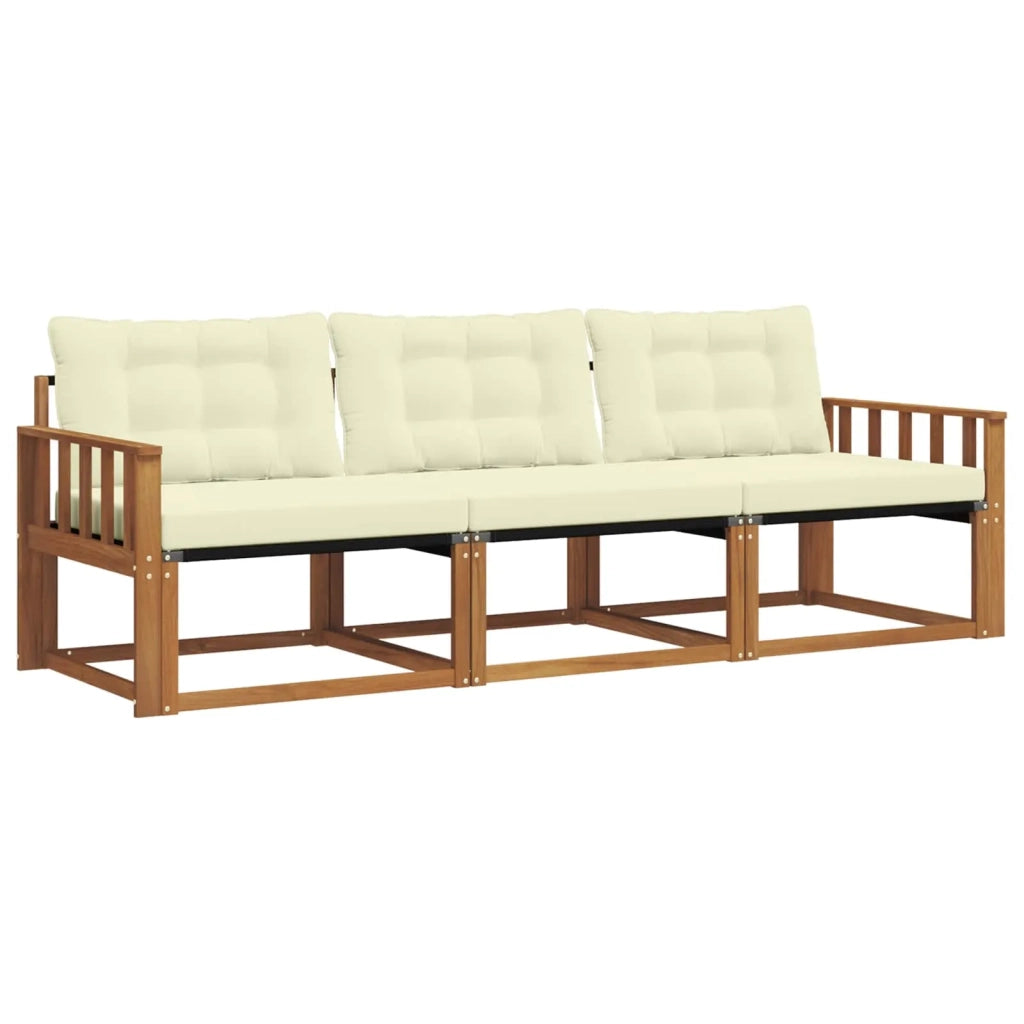 Set di divani da esterno con cuscino 3 pcs Naturale e Crema