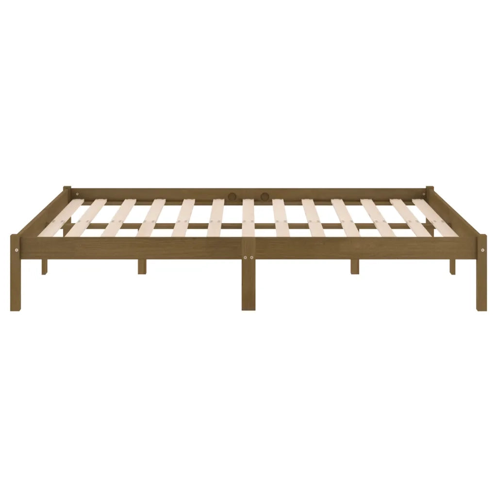 Letto matrimoniale | Letto per adulti | Giroletto Marrone Ambrato in Legno Massello di Pino 200x200 cm